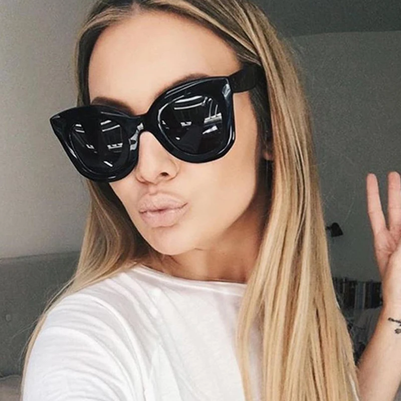 

LongKeeper 2020 Fashion Square Sunglasses Women Cat Eye Luxury Brand Big Black Sun Glasses Female Lunette Femme Oculos 5690M