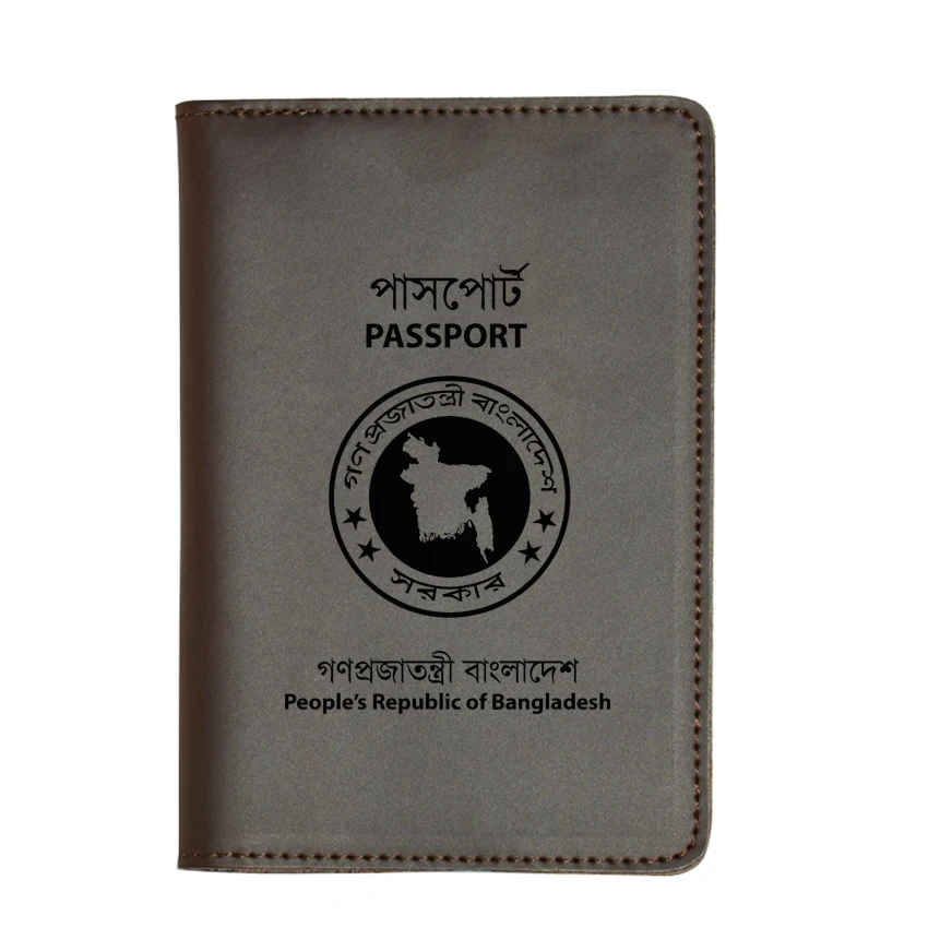 

Engraved Bangladesh Travel Cover Accessories Custom name Passport wallet Small Card Case Simple Leather Passport Cover