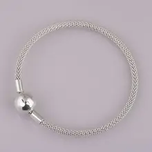 Серебряный и розово-Золотой сетчатый Браслет аутентичный 925 серебряный браслет с сеткой подходят европейские Подвески Diy ювелирные изделия