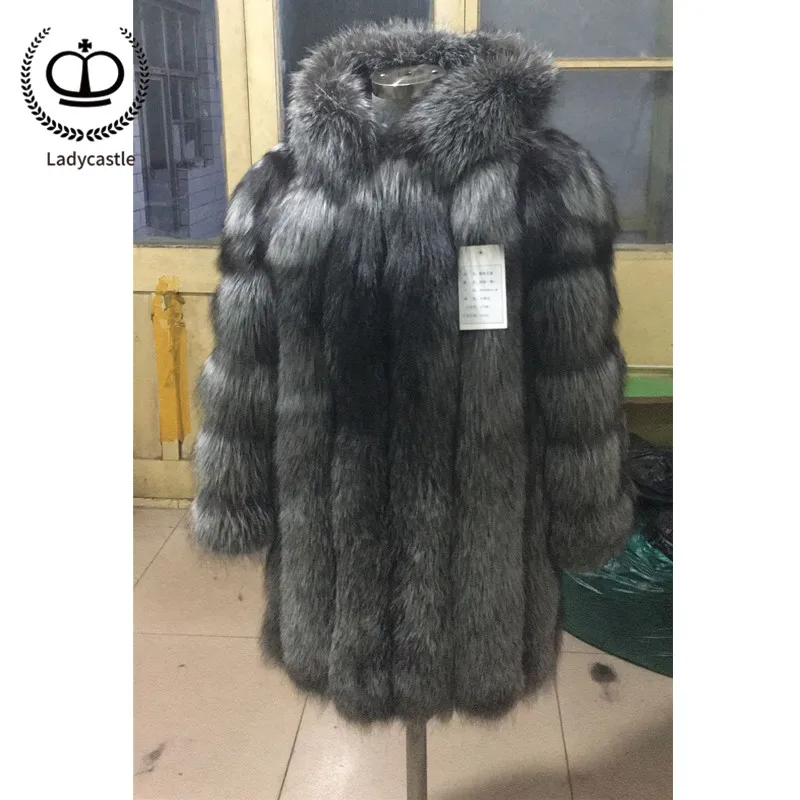 Manteau Femmes Hood Mode With O Fox De Réel 058 Chaud Manteaux cou Outwear D'hiver Fc Naturel Veste dark Fourrure Pour Grey Femelle Renard Épais HED9eWI2Y