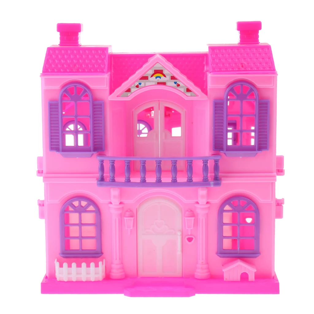 2 Storey Doll Mini Villa Dream House for Doll Kids Pretend Play Toy Dollhouse Furniture Set For Baby Doll Couch Doll House