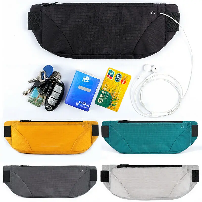 

2019 New Style Solid Zipper Unisex Sport Runner Waist Bag Running Belt Gym Money Phone Double Single Adjustable