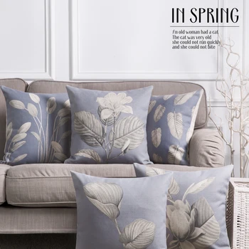 

Purple Rose Pillow Cover Solid Leaves Linen Cotton Cushion Cover Home Decor Throw Pillows Decorative Pillowcase Pillowsham