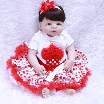 

NPK bebes reborn 23" girl Doll reborn full silicone body reborn babies princess dolls real alive baby bonecas reborn