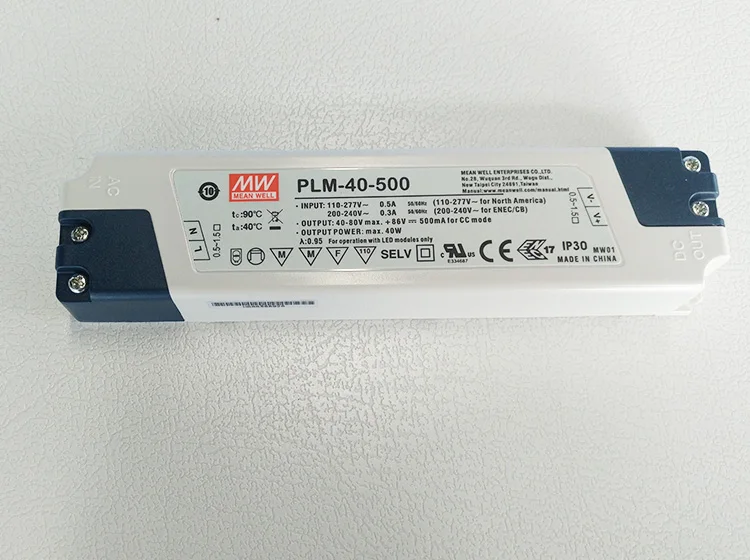

Original MEAN WELL 40W Single Output Constant Current LED Driver Switching Power Supply With PFC PLM-40