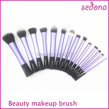 Luxury 14 pieces / set super soft hair blue makeup brush kit for make up,Eye Face & lip Cosmetic brush kit made Black Handle