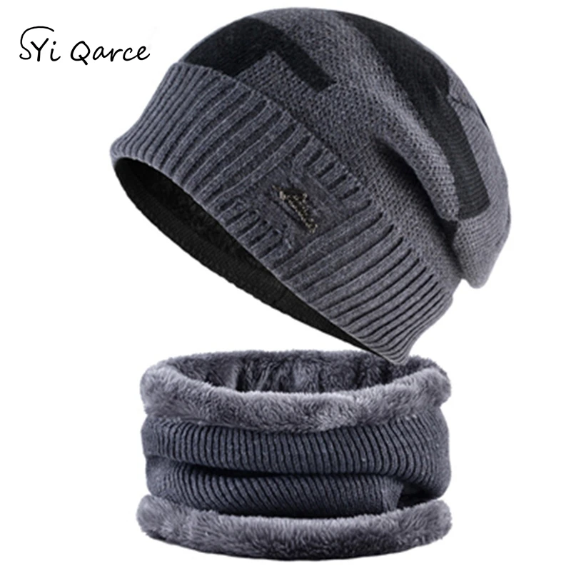 

SYi Qarce 2 Pcs/Set Women Winter Super Warm Knitted Hat with Scarf for Men's Women Keep Warm Outdoor Hat with Scarves NT148-50
