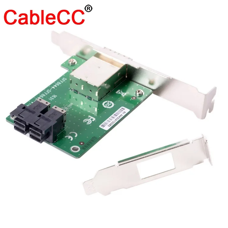 

Xiwai Dual Ports Mini SAS HD SFF-8644 To Internal SAS HD SFF-8643 PCBA Female Adapter With Low Profile Bracket