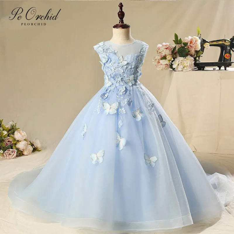 girls blue butterfly dress