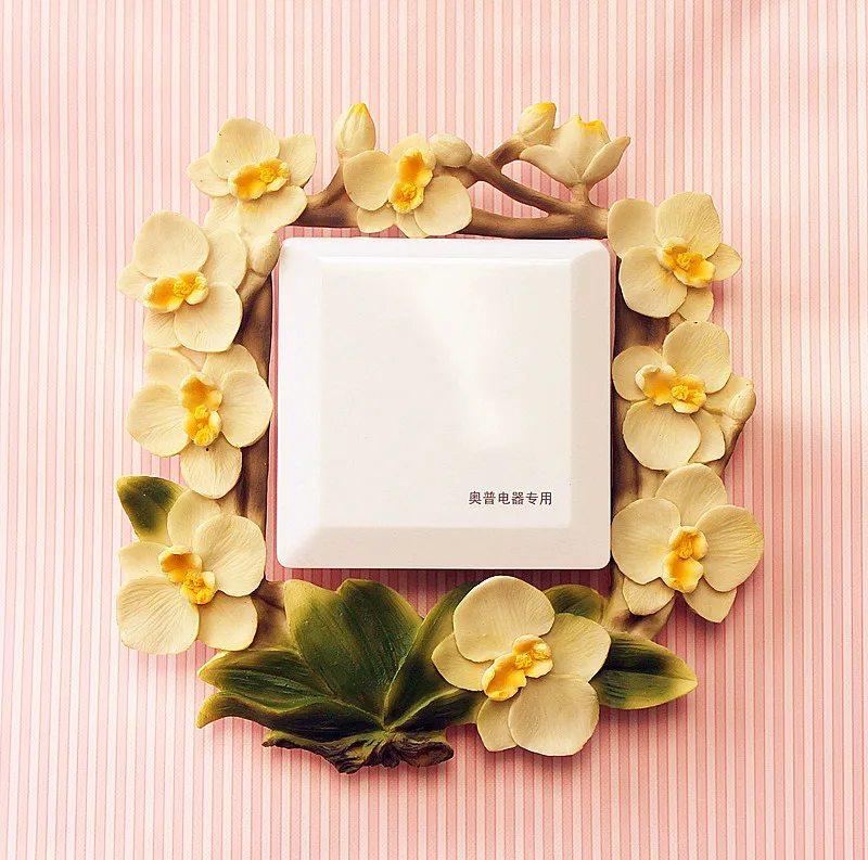 European Style Vintage Pastoral Resin Craft DIY Flower Switch Sets Stickers Wall Home Decoration Bedroom Parlor WZ | Дом и сад