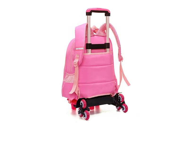 Мультфильм 2 или 6 колес для девочек школьные сумки тележки рюкзак Съемная детей прокатки книга мешок водонепроницаемый дорожные сумки Mochila