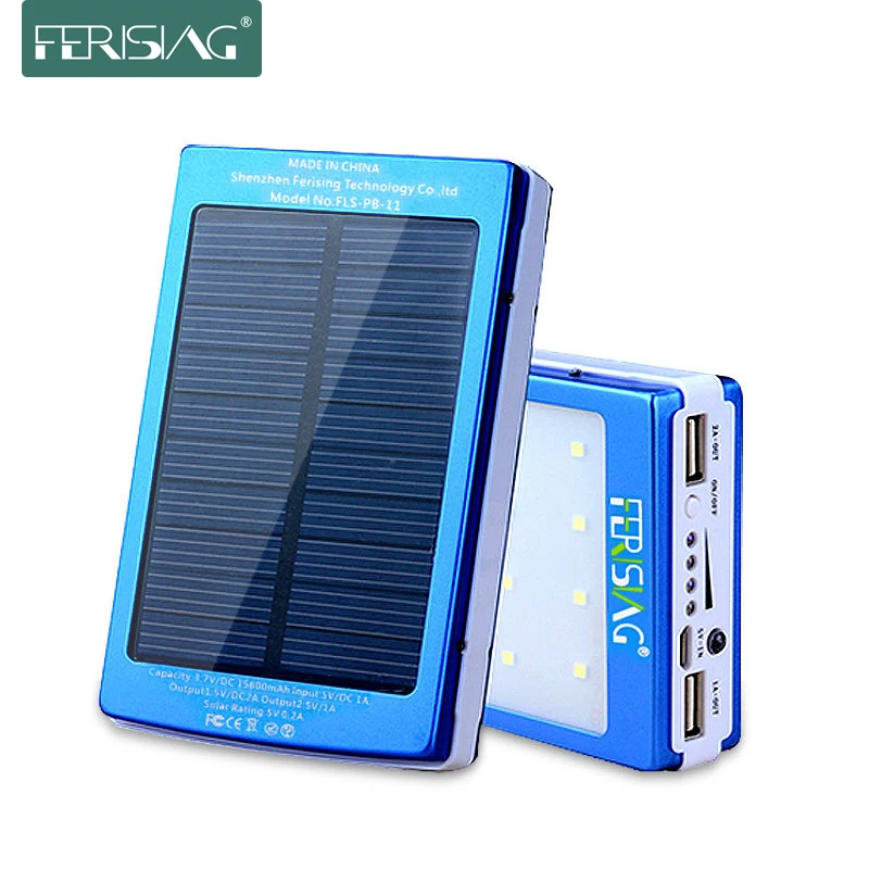 bilder für Solar power bank 100% echt 15600 mah dual usb batterie tragbare led-licht ladegerät metall power solar panel 2016 ferising pb-11 bilder für Solar power bank 100% echt 15600 mah dual usb batterie tragbare led-licht ladegerät metall power solar panel 2016 ferising pb-11