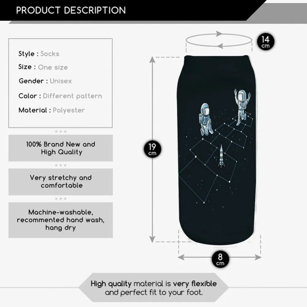Бег цыпленок Космос астронавт ракета 3d печать женские носки до голени Новинка