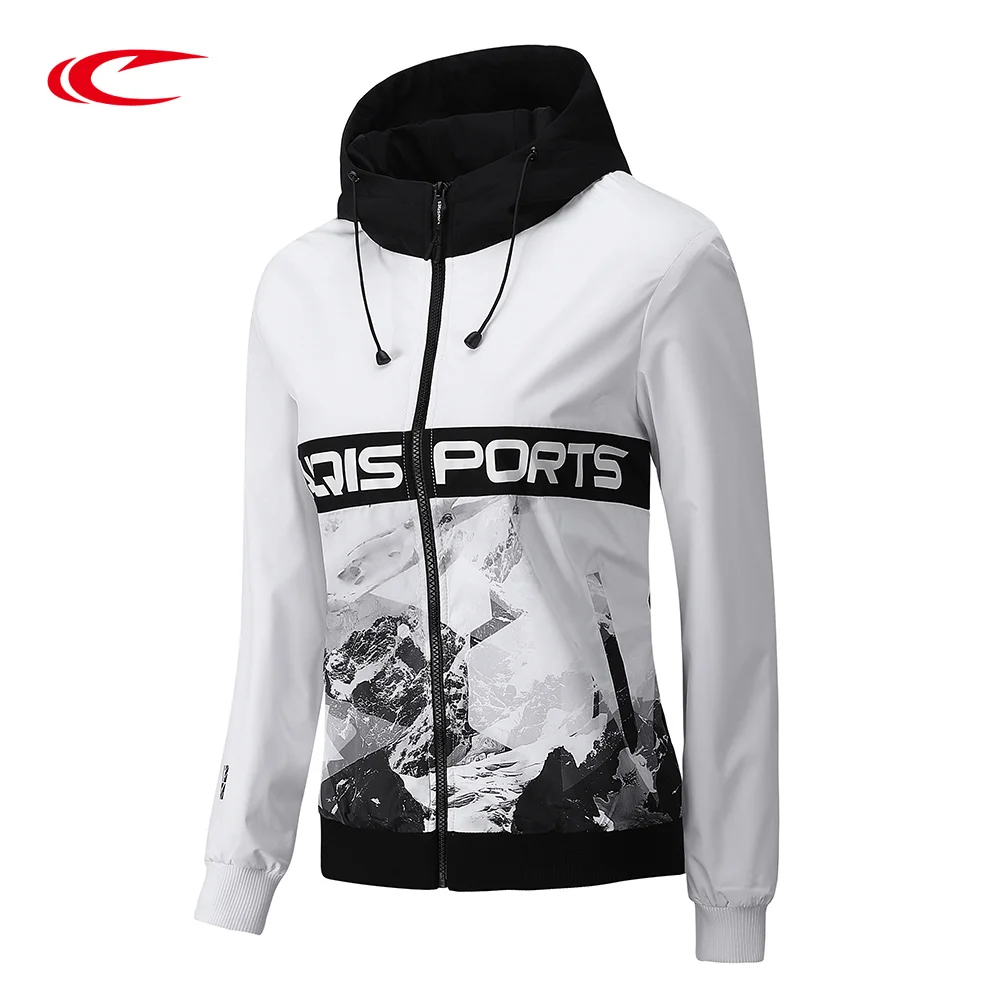 

SAIQI 2018 New Women Winter Sport Jacket Two Color Spell Matching Snow Mountain Pattern Warm Femal Running Jacket 228564