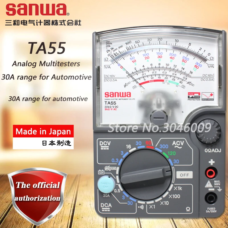 

Japan sanwa TA55 Analog Multitesters, Multifunction / Multi-Range Pointer Multimeter On-Off Beep 30A DC Current Test