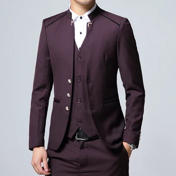 

high quality Man three piece suits sets / Male Blazers Jacket Vest Pants Business coat trousers Casual Suit