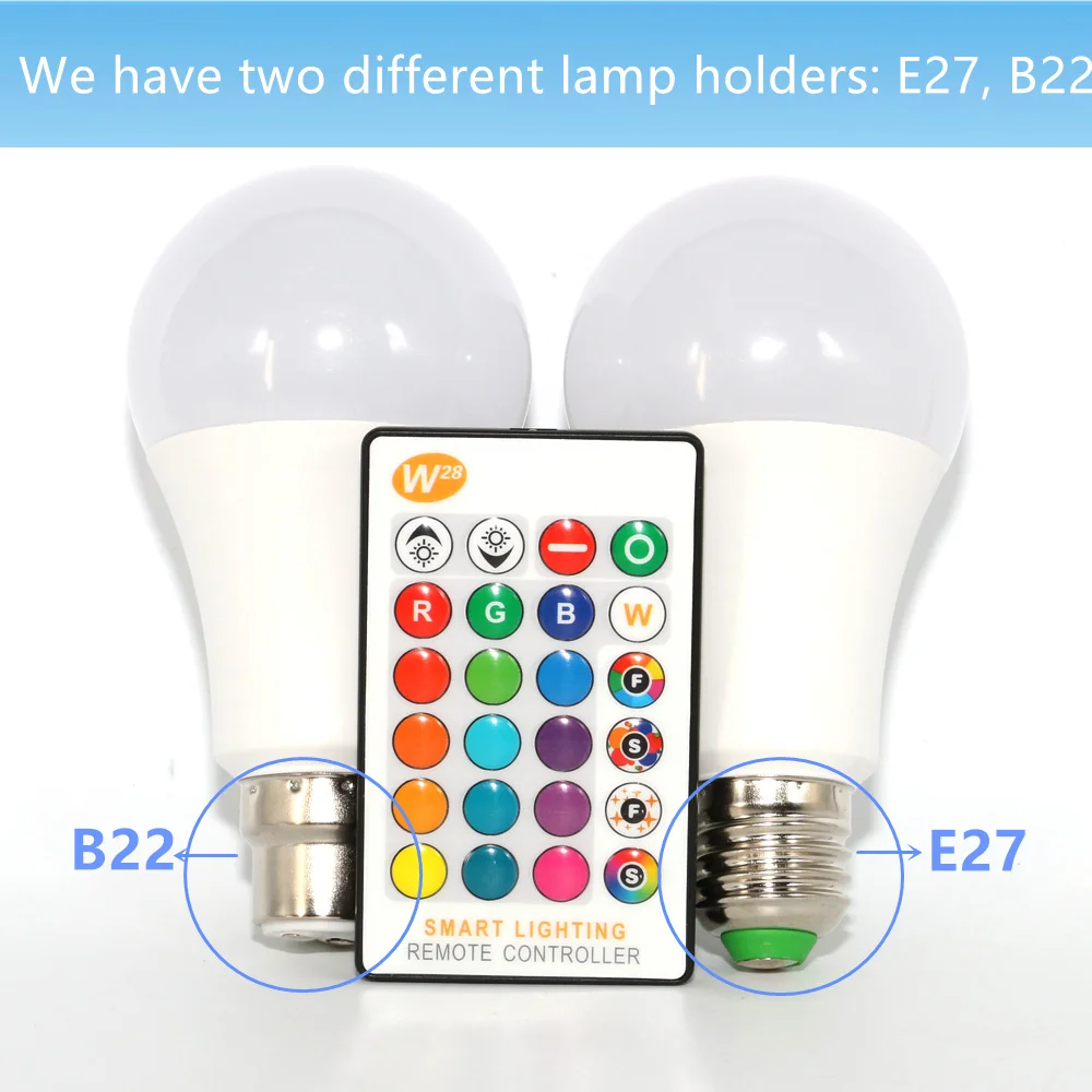 Приглушаемые Светодиодные лампы E27/B22 RGB/RGBW умные светильники с дистанционным