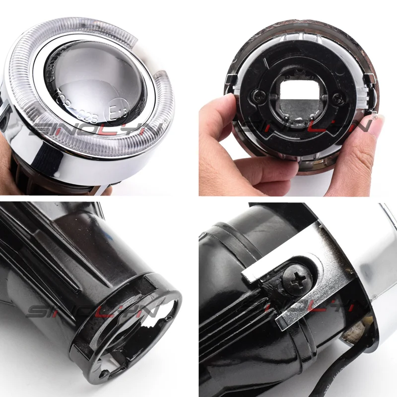  Universal HID Xenon Fog Light Lens Projector With LED Angel Eyes Halo Front Driving Fog Lamps Lense - 1723861585