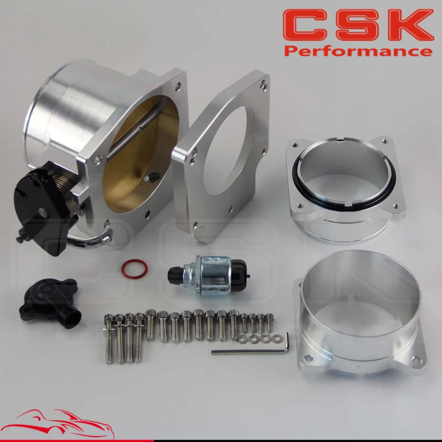 102mm Throttle Body/ TPS+Manifold Plate+ Mass Air Flow Maf Ends For Chevy Ls1 Black / Silverin