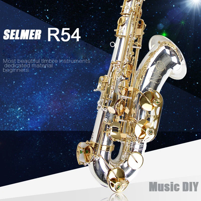 

Professional Saxophone Alto Selma SAS R54 Eb Saxophone Silvering Sax Woodwind Musical Instrument gold button Saxfone with Case