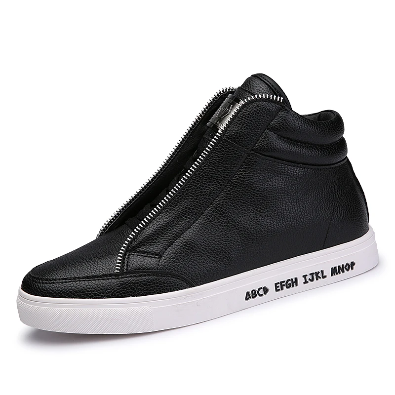 Fashion Vintage Shining Gothic Leather Casual Zipper Hip Hop Men Hip