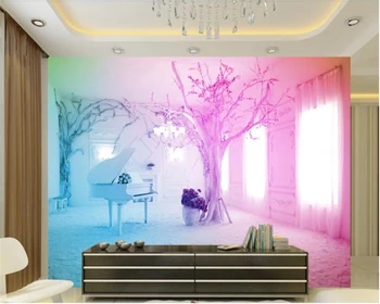 

beibehang papier peint mural 3d behang Custom fantasy pink wallpaper piano snow scene TV sofa background 3 d wallpaper for walls