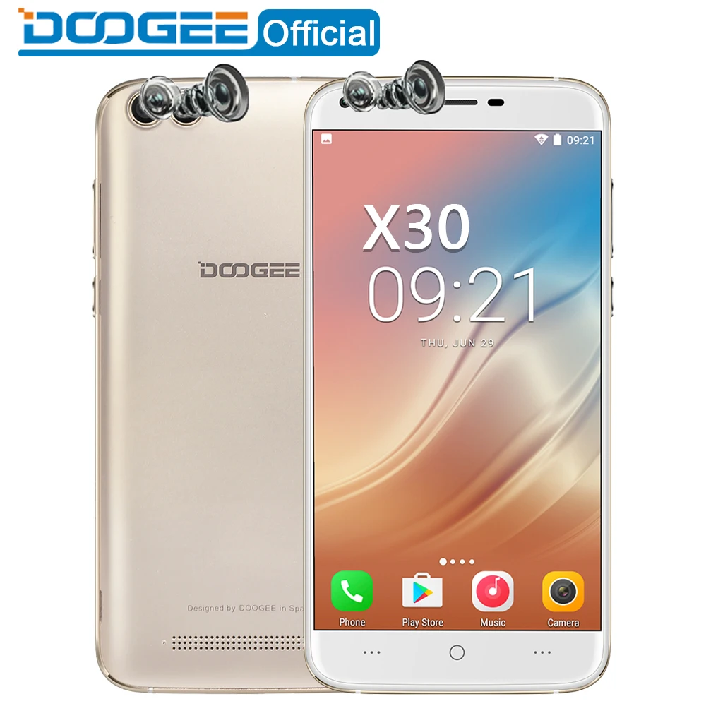 DOOGEE X30 смартфон с четырёхъядерным процессором MTK6580A ОЗУ 2 Гб ПЗУ 16 Android 7 0 3360 мАч|quad
