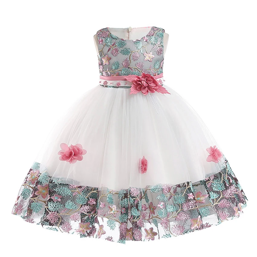 

Elegant Flower Children's Kids Dresses for Girls 2018 New 3 4 5 6 7 8 Years Old Princess Party Summer Birthday Christmas Clothes