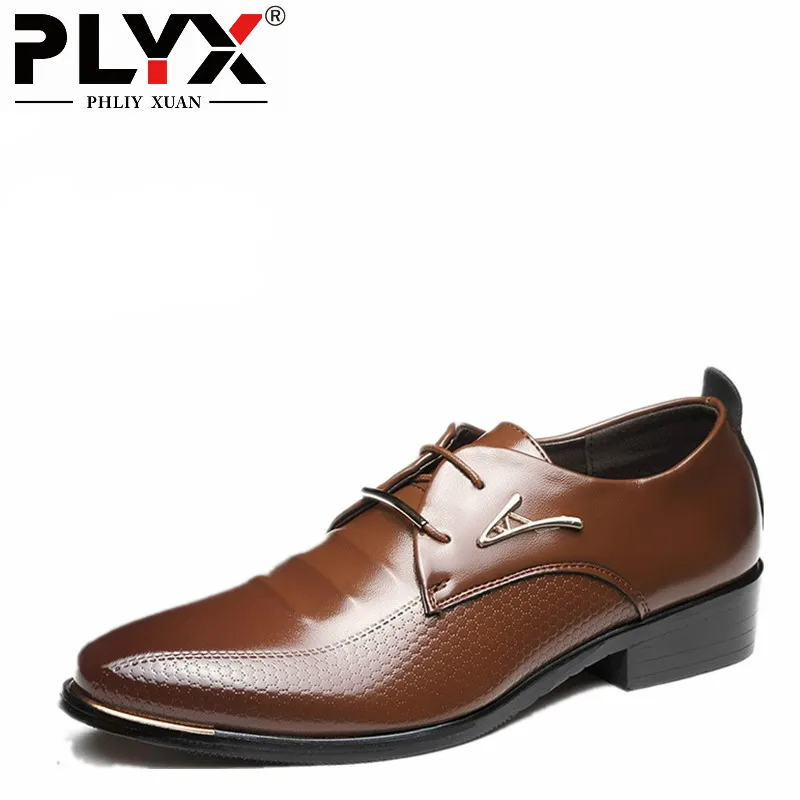 PHLIY XUAN/Новинка года; модная мужская офисная обувь из лакированной кожи; Мужские модельные туфли с острым носком; большие размеры 37-48