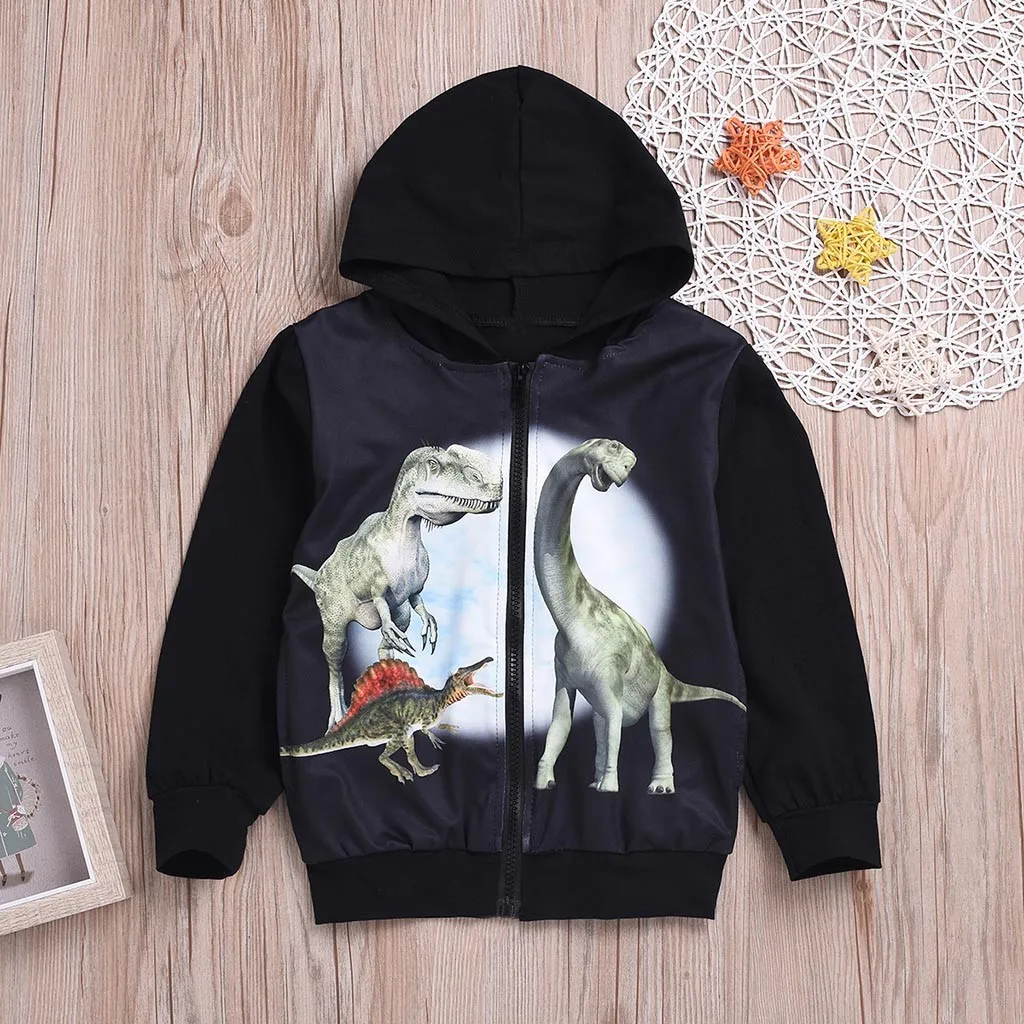Baby Tops Children Kids Long Sleeve Zipper Cartoon Dinosaur Hooded Sweatshirt Tops Kids Tops Fashion Casual 2019