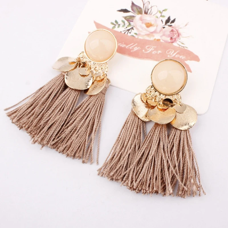 

Ethnic Tassel Earrings Dangle Bohemian Earrings For Women Fringe Drop Earrings Stones Vintage