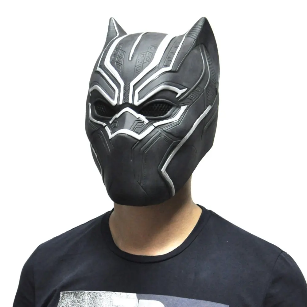 Black Panther Masks Movie Fantastic Four Cosplay Men's Latex Party Mask for Halloween