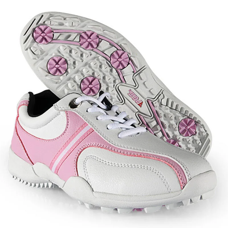 PGM Women Waterproof Golf Shoes Genuine Leather Brand Pink Sneakers Zapato Golf Mujer Golfschuhe