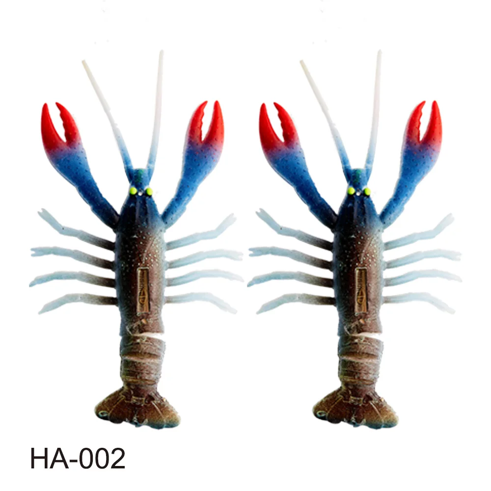 2 шт. crazy Crawfish Мягкая наживка для рыбалки, приманка для рыбной ловли, сигнальная головка раков, новинка, ТПЭ резиновый шарнирный хвост для zander pike - Цвет: HA-002