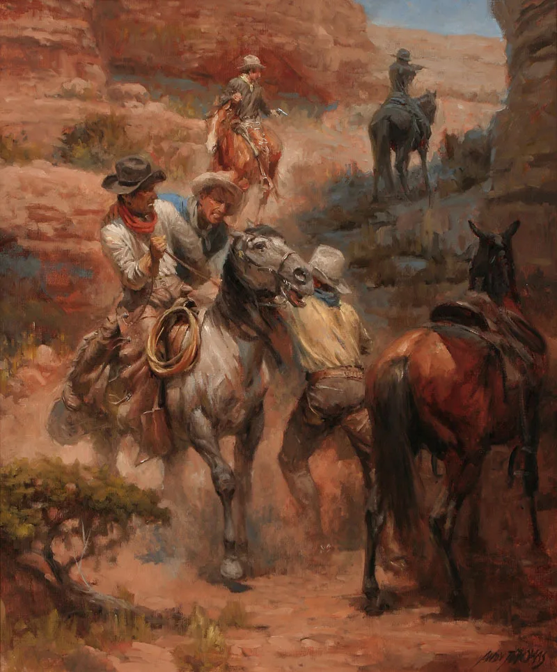 Andy Thomas Gut Shot Cowboy horse oil painting fine Art prints on