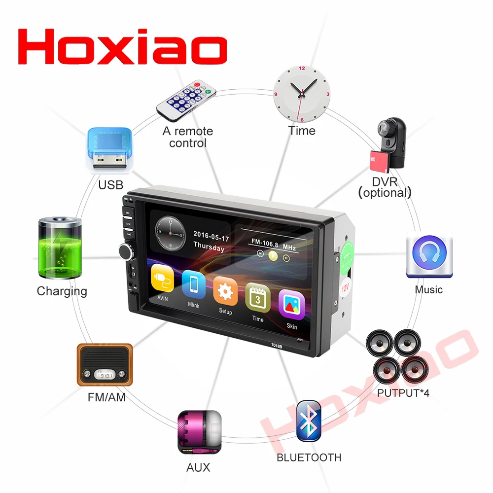 Автомагнитола Hoxiao 2 din 7 &quotHD плеер MP5 сенсорный экран цифровой дисплей Bluetooth