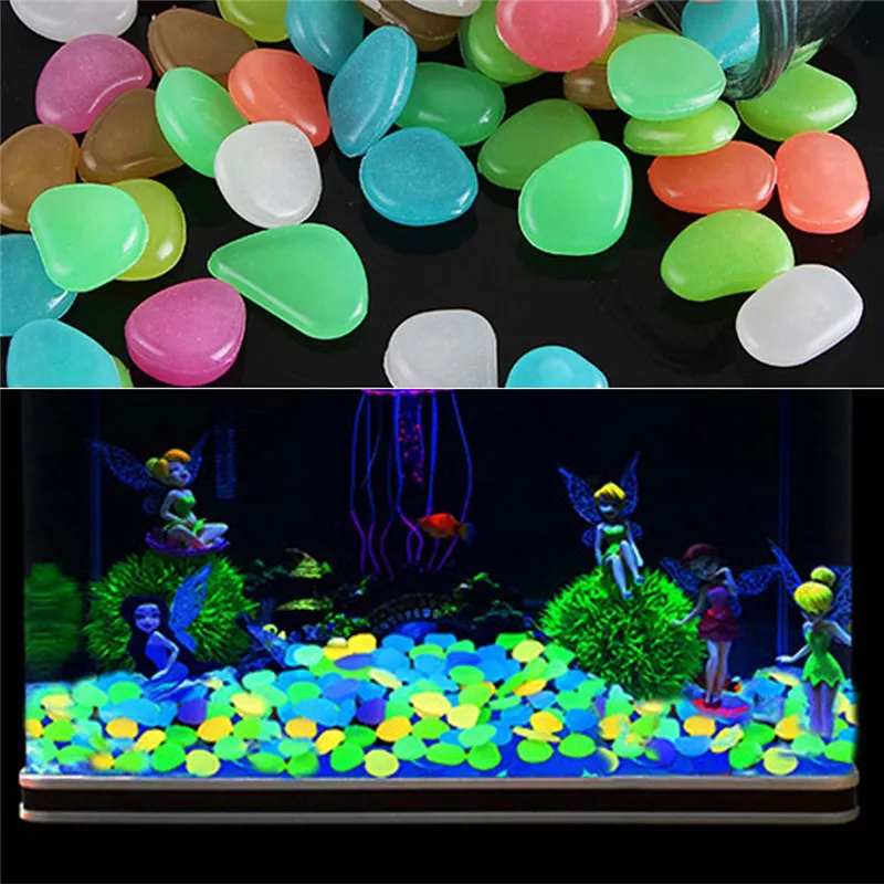 Multicolor Glow In The Dark Garden Pebbles Glow Stones Rocks for Walkways Garden Path Patio Lawn Garden Yard Decor Luminous