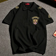 Мужская короткая рубашка-поло размера плюс 5XL 6XL 7XL 8XL, обхват груди 155 см, Хлопковая мужская рубашка-поло с вышивкой в виде орла, большой размер XXL XXXL 4XL