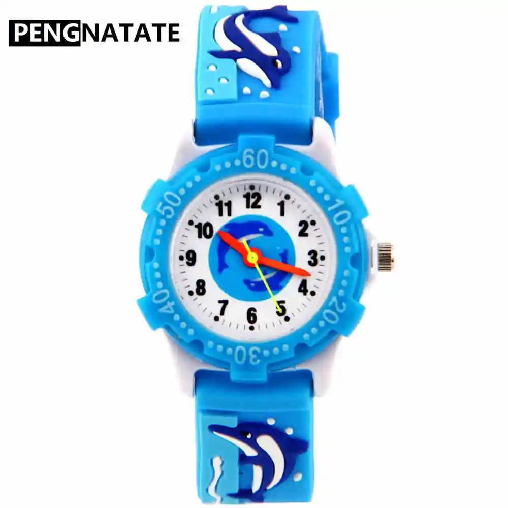 PENGNATATE Fashion Children Quartz Watch 3D Cartoon Dolphin Bracelet