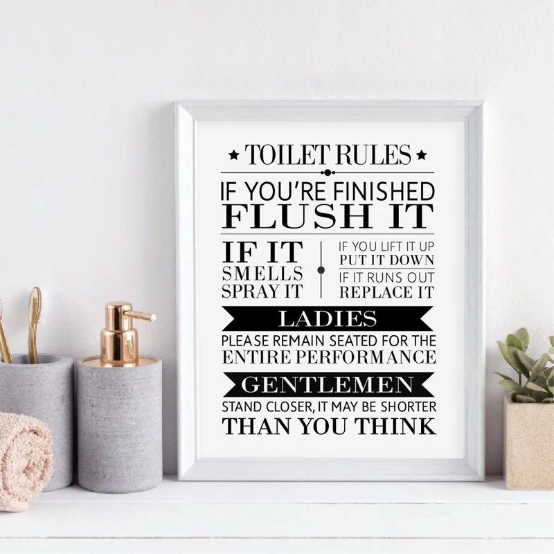 Bathroom Rules Canvas Print