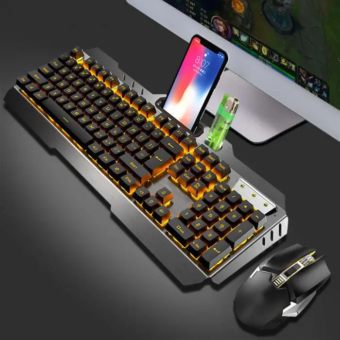 2,4G Беспроводная клавиатура мышь набор перезаряжаемая подсветка эргономичный 800-2400 dpi клавиатура комплект NK-Shopping