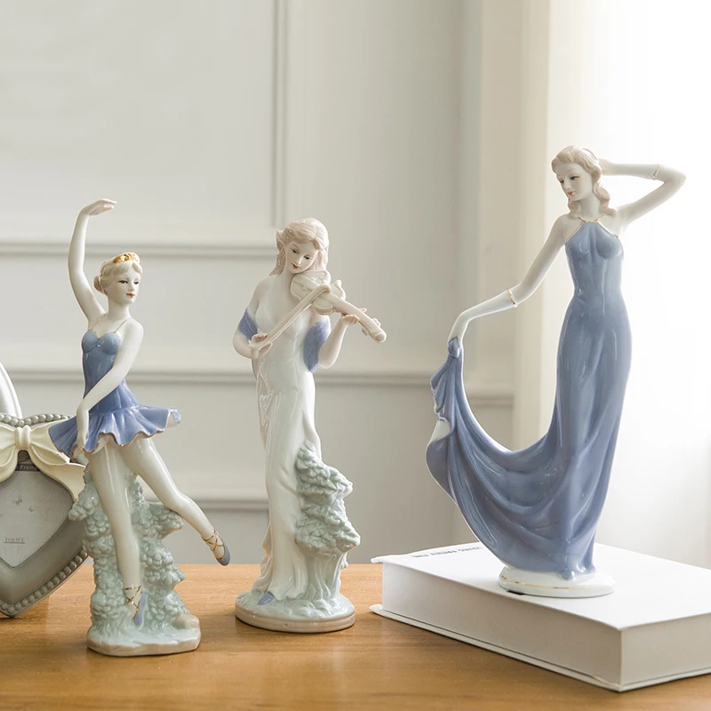

High Grade Contemporary Angel Ceramic Crafts European Elegant Lady Figurine Wedding Beautiful Goddess Figure Sculpture