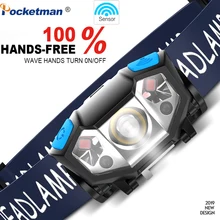 5000лм Мини светодиодный налобный фонарь, перезаряжаемый датчик движения тела, светодиодный велосипедный головной светильник, лампа для наружного кемпинга, светильник-вспышка с USB