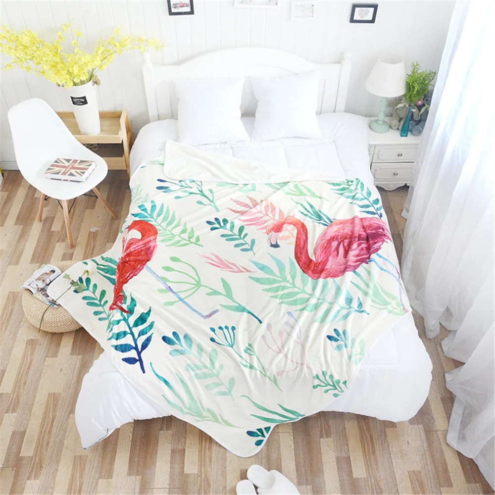 Cilected Flannel Fleece Fabric Blanket Pink Flamingo Cover ...