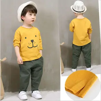 

New 2018 Children Clothing Sets Spring Autumn Baby Boy Girls Shirts + Pants 2pcs Fashion cartoon cotton Kids Clothes Suits