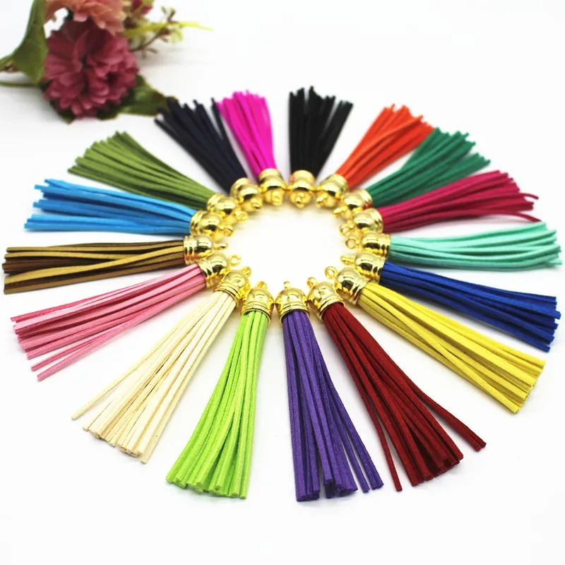 80pcs 80mm Mix Color Suede Tassel For Keychain Cellphone Straps Jewelry Charms