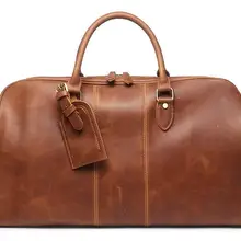 Genuine leather cow skin large casual travel duffle soft holdall for men high quality