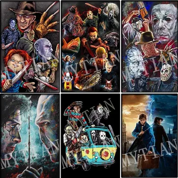 

2019cartoon Horror movie character Embroidery pattern full square/round 5D DIY diamond painting cross stitch mosaic wall sticker