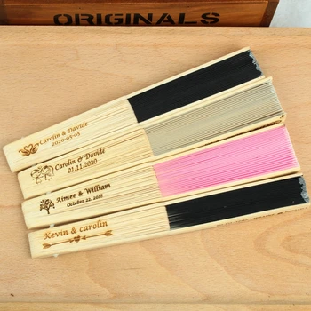 

10Pcs Personalized Engraved Folding Hand Fans outdoor wedding supplies birthday party Gift Baby Shower Favors wedding souvenirs