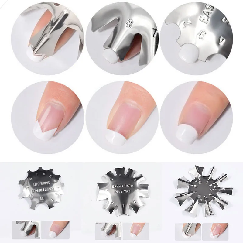 

Easy French Line Edge Nail Tool Smile Cutter Nail Stencil Edge Trimmer Multi-size Nail Manicure Nail Art Styling Tool Set